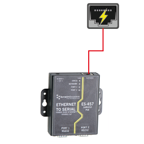 PoE device ES-457 works through a single cable connected to a PoE enabled Ethernet port